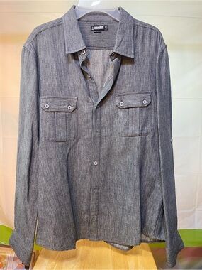 Men's Casual Long-Sleeve Button-Down Shirt in Heather Gray by Alchemy